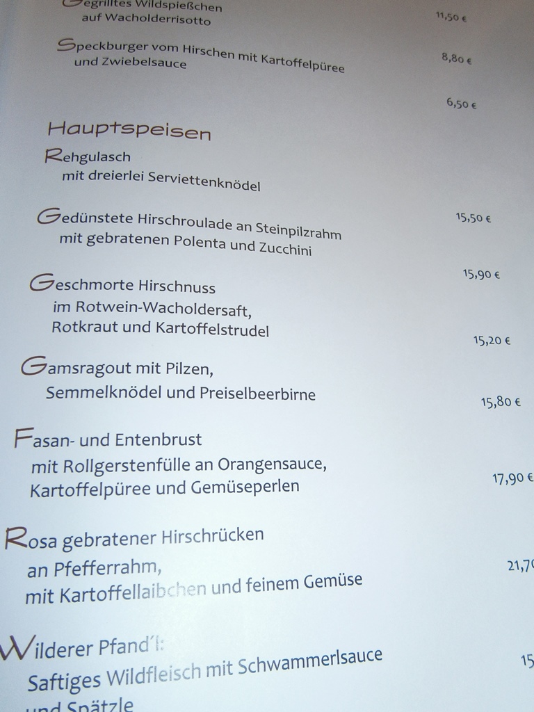Blick in die Wildwochen-Speisekarte