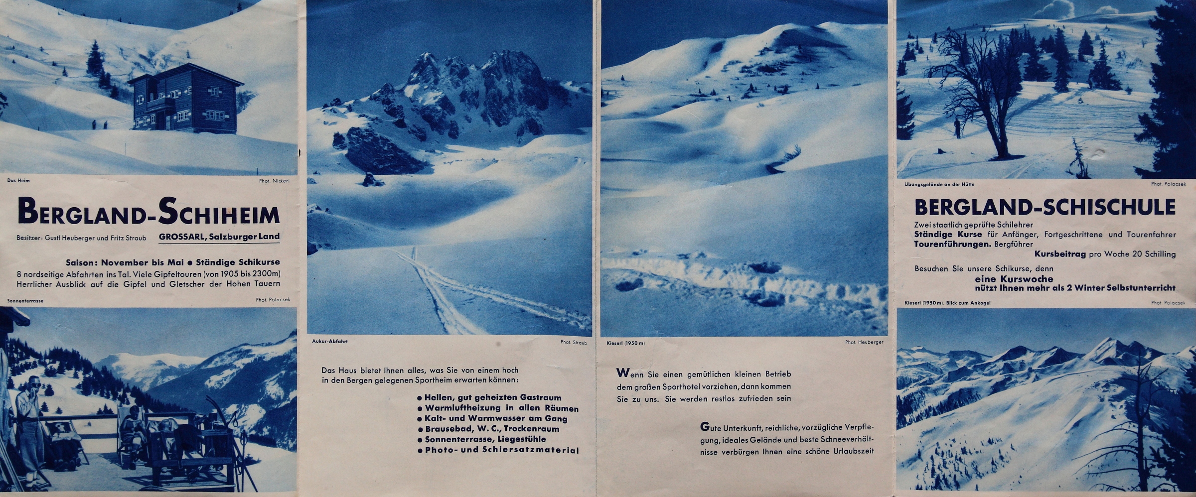 Winterprospekt des Bergland-Schiheim aus ungefähr 1950