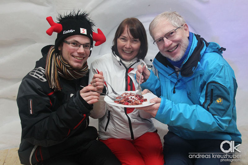 Das Kerschmuaß beim Skikeriki Großarltal schmeckt Florian, Andrea und Wolfgang Hobl!