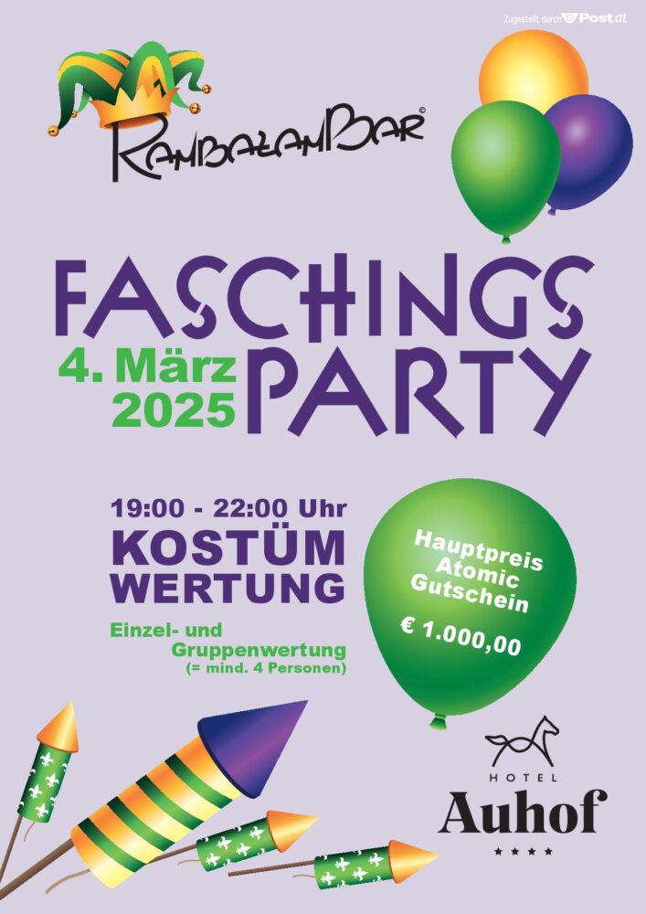 Faschingsparty am Faschingsdienstag in der RambazamBar 2025