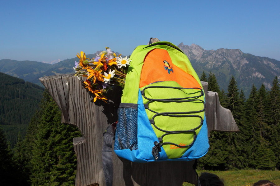 Tomi´s Rucksack mit Blumen für die Oma